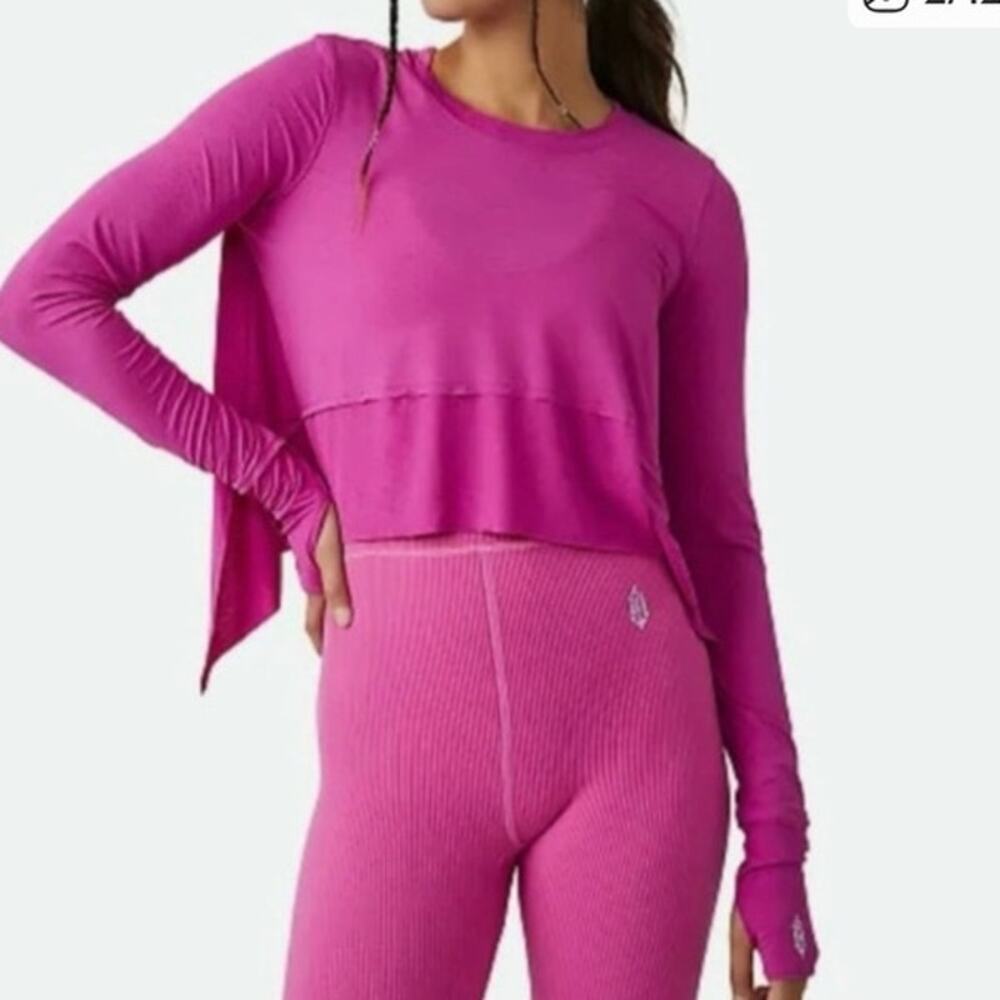 Free People Tempo Long Sleeve Top Deep Mulberry Purple size S Festival Summer - Picture 1 of 11